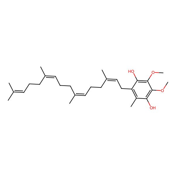 2D Structure of 2,3-dimethoxy-5-methyl-6-[(2E,6E,10E)-3,7,11,15-tetramethylhexadeca-2,6,10,14-tetraenyl]benzene-1,4-diol