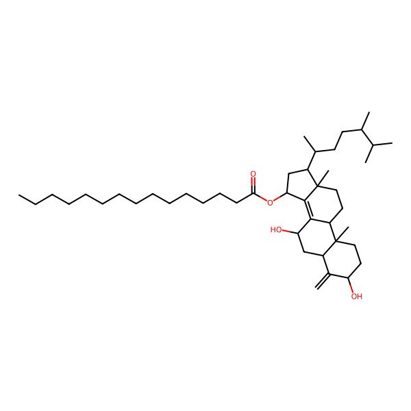 2D Structure of [(3S,5R,7R,9R,10S,13R,15S,17R)-17-[(2R,5R)-5,6-dimethylheptan-2-yl]-3,7-dihydroxy-10,13-dimethyl-4-methylidene-1,2,3,5,6,7,9,11,12,15,16,17-dodecahydrocyclopenta[a]phenanthren-15-yl] pentadecanoate
