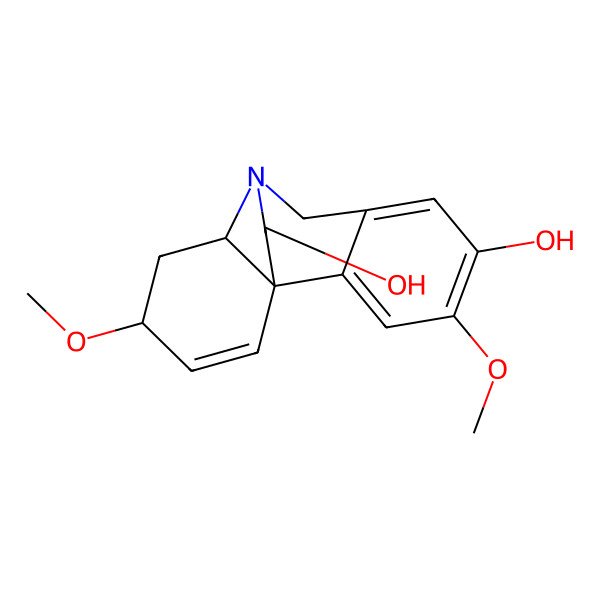 2D Structure of (1S,10S,12S,15R)-4,12-dimethoxy-9-azatetracyclo[7.5.2.01,10.02,7]hexadeca-2,4,6,13-tetraene-5,15-diol
