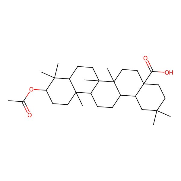2D Structure of (4aS,6aR,6aR,6bR,8aS,10S,12aR,14aR,14bS)-10-acetyloxy-2,2,6a,6b,9,9,12a-heptamethyl-1,3,4,5,6,6a,7,8,8a,10,11,12,13,14,14a,14b-hexadecahydropicene-4a-carboxylic acid