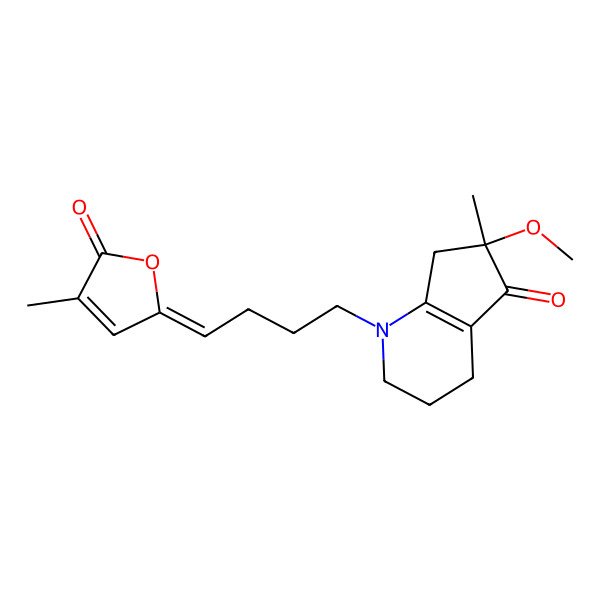 2D Structure of (6S)-6-methoxy-6-methyl-1-[(4E)-4-(4-methyl-5-oxofuran-2-ylidene)butyl]-2,3,4,7-tetrahydrocyclopenta[b]pyridin-5-one