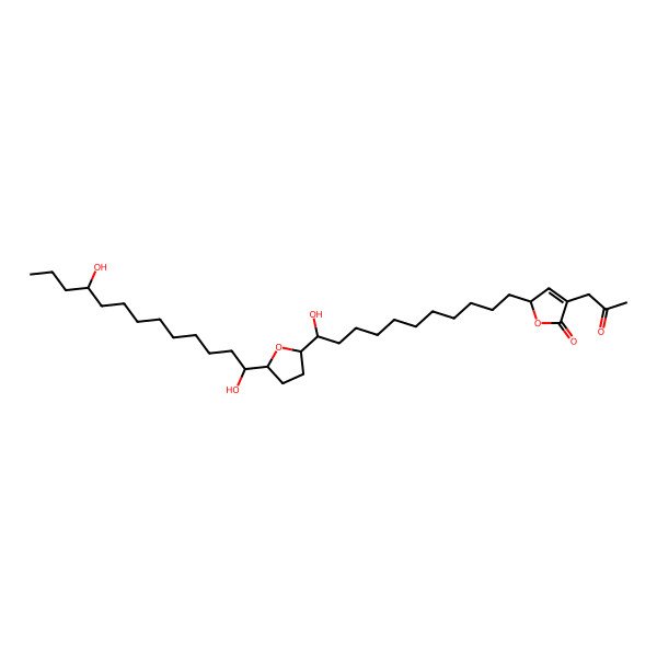 2D Structure of (2R)-2-[(11R)-11-[(2R,5R)-5-[(1S,10S)-1,10-dihydroxytridecyl]oxolan-2-yl]-11-hydroxyundecyl]-4-(2-oxopropyl)-2H-furan-5-one