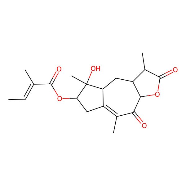 2D Structure of (8-hydroxy-1,5,8-trimethyl-2,4-dioxo-3a,6,7,8a,9,9a-hexahydro-1H-azuleno[6,5-b]furan-7-yl) 2-methylbut-2-enoate