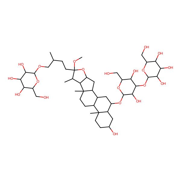 2D Structure of 2-[4-[19-[3,5-Dihydroxy-6-(hydroxymethyl)-4-[3,4,5-trihydroxy-6-(hydroxymethyl)oxan-2-yl]oxyoxan-2-yl]oxy-16-hydroxy-6-methoxy-7,9,13-trimethyl-5-oxapentacyclo[10.8.0.02,9.04,8.013,18]icosan-6-yl]-2-methylbutoxy]-6-(hydroxymethyl)oxane-3,4,5-triol