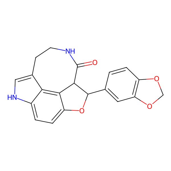 2D Structure of (3R,4R)-3-(1,3-benzodioxol-5-yl)-2-oxa-6,11-diazatetracyclo[7.5.2.04,15.012,16]hexadeca-1(15),9,12(16),13-tetraen-5-one