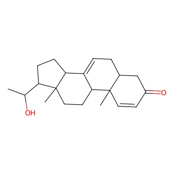 2D Structure of (5S,9S,10R,13S,14R,17S)-17-[(1S)-1-hydroxyethyl]-10,13-dimethyl-4,5,6,9,11,12,14,15,16,17-decahydrocyclopenta[a]phenanthren-3-one