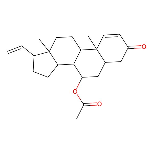 2D Structure of [(5S,7S,8S,9S,10R,13R,14S,17R)-17-ethenyl-10,13-dimethyl-3-oxo-4,5,6,7,8,9,11,12,14,15,16,17-dodecahydrocyclopenta[a]phenanthren-7-yl] acetate