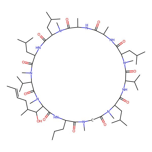 2D Structure of 33-(1-Hydroxy-2-methylhex-4-enyl)-1,4,10,12,15,19,25,28-octamethyl-6,9,18,24-tetrakis(2-methylpropyl)-3,21-di(propan-2-yl)-30-propyl-1,4,7,10,13,16,19,22,25,28,31-undecazacyclotritriacontane-2,5,8,11,14,17,20,23,26,29,32-undecone