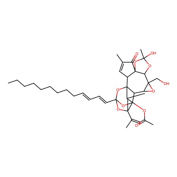 2D Structure of [(2S,6S,8S,10R,11R,13S,14R,15R,19S,20S,21S)-8-hydroxy-11-(hydroxymethyl)-4,8,21-trimethyl-5-oxo-19-prop-1-en-2-yl-17-[(1E,3E)-trideca-1,3-dienyl]-7,9,12,16,18,22-hexaoxaheptacyclo[15.4.1.01,14.02,6.06,10.011,13.015,19]docos-3-en-20-yl] acetate