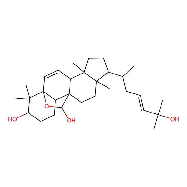 2D Structure of 8-(6-Hydroxy-6-methylhept-4-en-2-yl)-5,9,17,17-tetramethyl-18-oxapentacyclo[10.5.2.01,13.04,12.05,9]nonadec-2-ene-16,19-diol