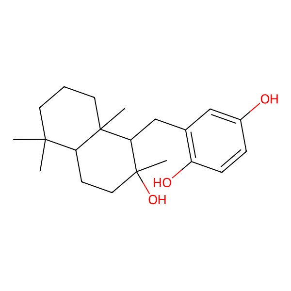 2D Structure of 2-[[(1S,2S,4aR,8aR)-2-hydroxy-2,5,5,8a-tetramethyl-3,4,4a,6,7,8-hexahydro-1H-naphthalen-1-yl]methyl]benzene-1,4-diol