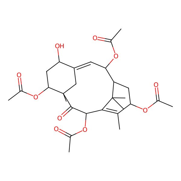 2D Structure of [(1E,3S,4S,6S,9R,11S,12S,14S)-3,9,12-triacetyloxy-14-hydroxy-7,11,16,16-tetramethyl-10-oxo-6-tricyclo[9.3.1.14,8]hexadeca-1,7-dienyl] acetate