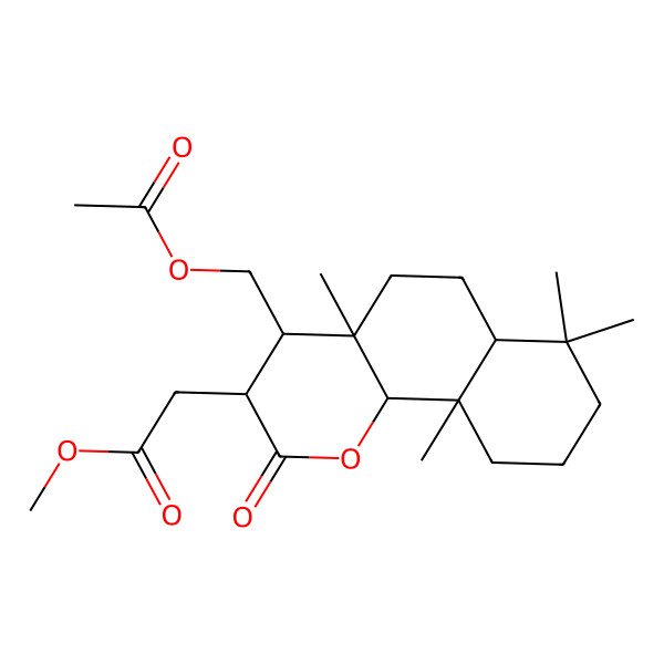 2D Structure of methyl 2-[4-(acetyloxymethyl)-4a,7,7,10a-tetramethyl-2-oxo-4,5,6,6a,8,9,10,10b-octahydro-3H-benzo[h]chromen-3-yl]acetate