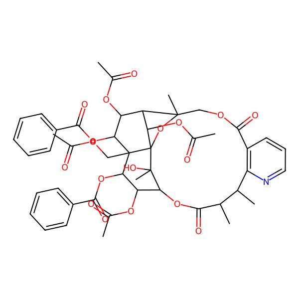 2D Structure of [18,22,24-Triacetyloxy-20-(acetyloxymethyl)-19-benzoyloxy-25-hydroxy-3,13,14,25-tetramethyl-6,15-dioxo-2,5,16-trioxa-11-azapentacyclo[15.7.1.01,20.03,23.07,12]pentacosa-7(12),8,10-trien-21-yl] benzoate