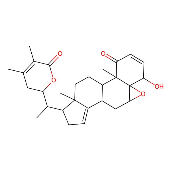 2D Structure of (1S,2R,6S,7R,9R,11R,15R,16R)-15-[(1S)-1-[(2R)-4,5-dimethyl-6-oxo-2,3-dihydropyran-2-yl]ethyl]-6-hydroxy-2,16-dimethyl-8-oxapentacyclo[9.7.0.02,7.07,9.012,16]octadeca-4,12-dien-3-one