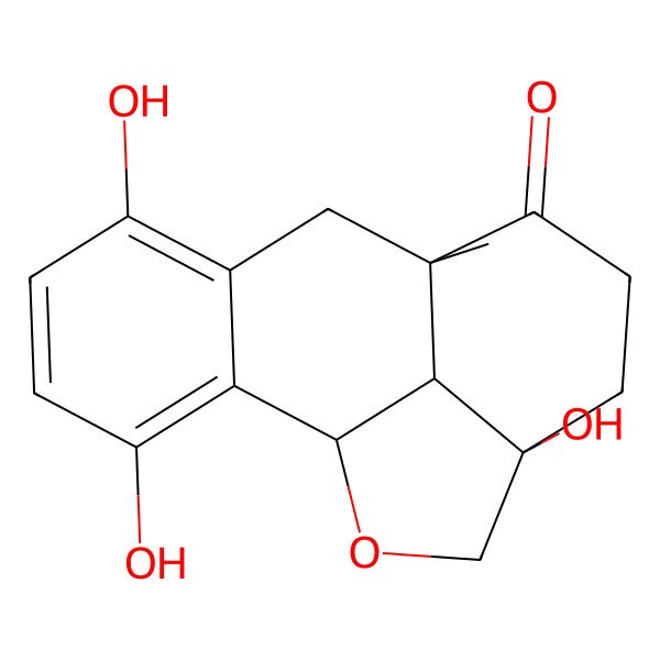 2D Structure of (1R,9S,13S,16R)-3,6,13-trihydroxy-9-methyl-15-oxatetracyclo[7.6.1.02,7.013,16]hexadeca-2,4,6-trien-10-one