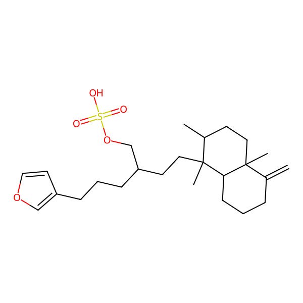2D Structure of [2-[2-[(1S,2R,4aS,8aR)-1,2,4a-trimethyl-5-methylidene-3,4,6,7,8,8a-hexahydro-2H-naphthalen-1-yl]ethyl]-5-(furan-3-yl)pentyl] hydrogen sulfate