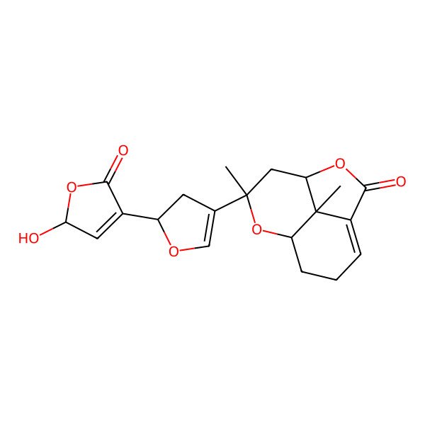 2D Structure of 10-[2-(2-hydroxy-5-oxo-2H-furan-4-yl)-2,3-dihydrofuran-4-yl]-10,12-dimethyl-2,9-dioxatricyclo[6.3.1.04,12]dodec-4-en-3-one