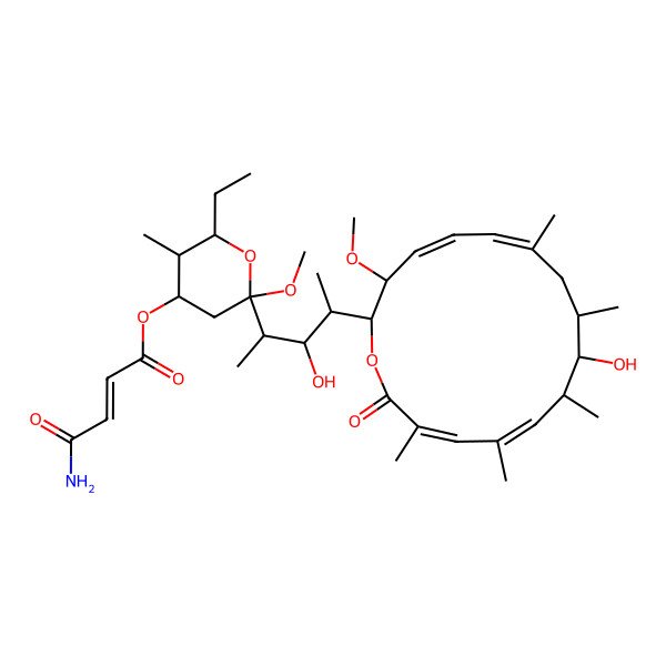 2D Structure of [6-Ethyl-2-[3-hydroxy-4-(10-hydroxy-3-methoxy-7,9,11,13,15-pentamethyl-16-oxo-1-oxacyclohexadeca-4,6,12,14-tetraen-2-yl)pentan-2-yl]-2-methoxy-5-methyloxan-4-yl] 4-amino-4-oxobut-2-enoate