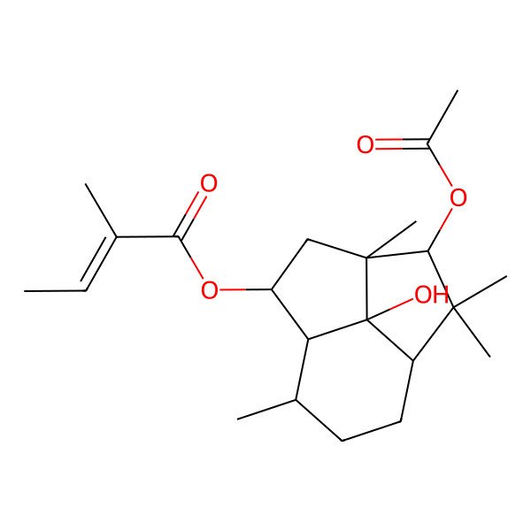 2D Structure of [(1S,2R,4R,5R,7R,10S,11R)-5-acetyloxy-11-hydroxy-4,6,6,10-tetramethyl-2-tricyclo[5.3.1.04,11]undecanyl] (Z)-2-methylbut-2-enoate