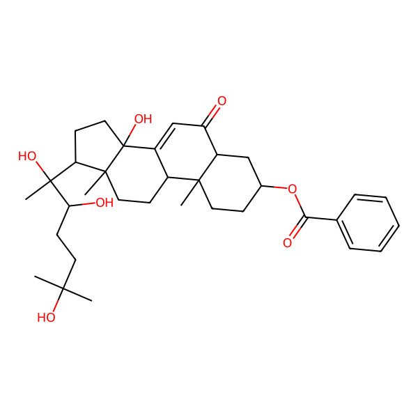 2D Structure of [(3S,5R,9R,10R,13R,14S,17S)-14-hydroxy-10,13-dimethyl-6-oxo-17-[(2R,3R)-2,3,6-trihydroxy-6-methylheptan-2-yl]-2,3,4,5,9,11,12,15,16,17-decahydro-1H-cyclopenta[a]phenanthren-3-yl] benzoate
