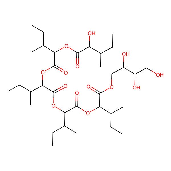 2D Structure of [(2R,3S)-3-methyl-1-[(2R,3S)-3-methyl-1-[(2R,3S)-3-methyl-1-[(2R,3S)-3-methyl-1-oxo-1-[(2R,3S)-2,3,4-trihydroxybutoxy]pentan-2-yl]oxy-1-oxopentan-2-yl]oxy-1-oxopentan-2-yl]oxy-1-oxopentan-2-yl] (2R,3S)-2-hydroxy-3-methylpentanoate
