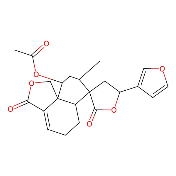 2D Structure of [5'-(furan-3-yl)-8-methyl-2',3-dioxospiro[5,6,6a,8,9,10-hexahydro-1H-benzo[d][2]benzofuran-7,3'-oxolane]-10-yl] acetate