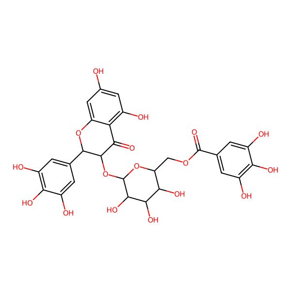 2D Structure of [6-[[5,7-Dihydroxy-4-oxo-2-(3,4,5-trihydroxyphenyl)-2,3-dihydrochromen-3-yl]oxy]-3,4,5-trihydroxyoxan-2-yl]methyl 3,4,5-trihydroxybenzoate