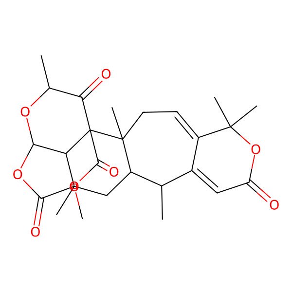 2D Structure of methyl (1S,2S,11R,12S,14R,17R,19S,21R)-2,6,6,11,14,19-hexamethyl-8,15,20-trioxo-7,16,18-trioxapentacyclo[12.6.1.02,12.05,10.017,21]henicosa-4,9-diene-1-carboxylate