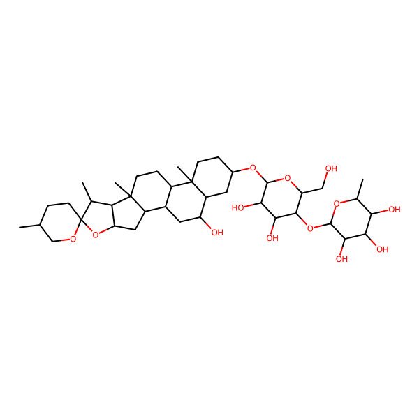 2D Structure of beta-D-Glucopyranoside, (3beta,5beta,6alpha,25S)-6-hydroxyspirostan-3-yl 4-O-(6-deoxy-alpha-L-mannopyranosyl)-