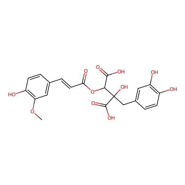 2D Structure of 2-[(3,4-Dihydroxyphenyl)methyl]-2-hydroxy-3-[3-(4-hydroxy-3-methoxyphenyl)prop-2-enoyloxy]butanedioic acid