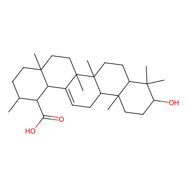 2D Structure of (1S,2R,4aR,6aR,6aS,6bR,8aR,10R,12aR,14bS)-10-hydroxy-2,4a,6a,6b,9,9,12a-heptamethyl-2,3,4,5,6,6a,7,8,8a,10,11,12,13,14b-tetradecahydro-1H-picene-1-carboxylic acid