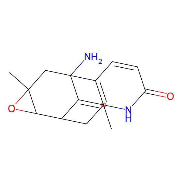 2D Structure of (1R,9S,10R,12S,14Z)-1-amino-14-ethylidene-12-methyl-11-oxa-6-azatetracyclo[7.4.1.02,7.010,12]tetradeca-2(7),3-dien-5-one