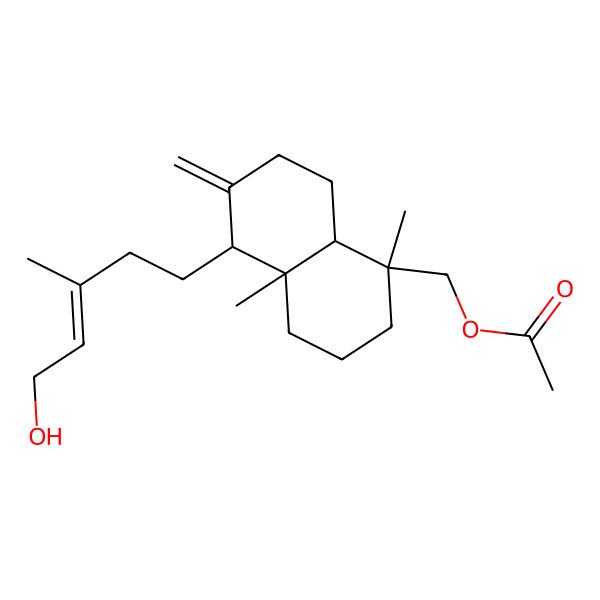 2D Structure of [(1S,4aR,5S,8aR)-5-[(E)-5-hydroxy-3-methylpent-3-enyl]-1,4a-dimethyl-6-methylidene-3,4,5,7,8,8a-hexahydro-2H-naphthalen-1-yl]methyl acetate