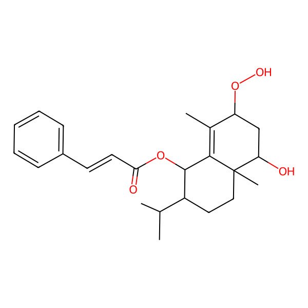 2D Structure of [(1R,2S,4aS,5S,7S)-7-hydroperoxy-5-hydroxy-4a,8-dimethyl-2-propan-2-yl-2,3,4,5,6,7-hexahydro-1H-naphthalen-1-yl] (E)-3-phenylprop-2-enoate