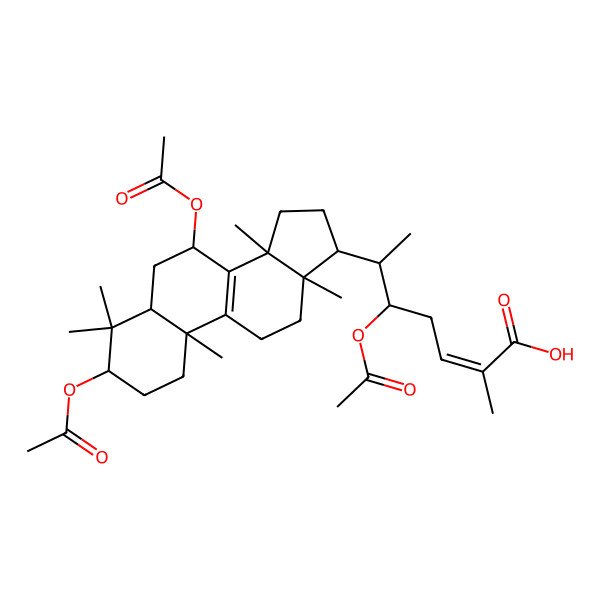 2D Structure of (E,5S,6R)-5-acetyloxy-6-[(3R,5S,7R,10R,13S,14S,17S)-3,7-diacetyloxy-4,4,10,13,14-pentamethyl-2,3,5,6,7,11,12,15,16,17-decahydro-1H-cyclopenta[a]phenanthren-17-yl]-2-methylhept-2-enoic acid