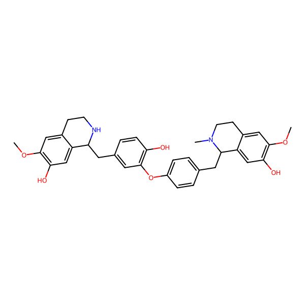 2D Structure of (1S)-1-[[4-[2-hydroxy-5-[[(1R)-7-hydroxy-6-methoxy-1,2,3,4-tetrahydroisoquinolin-1-yl]methyl]phenoxy]phenyl]methyl]-6-methoxy-2-methyl-3,4-dihydro-1H-isoquinolin-7-ol