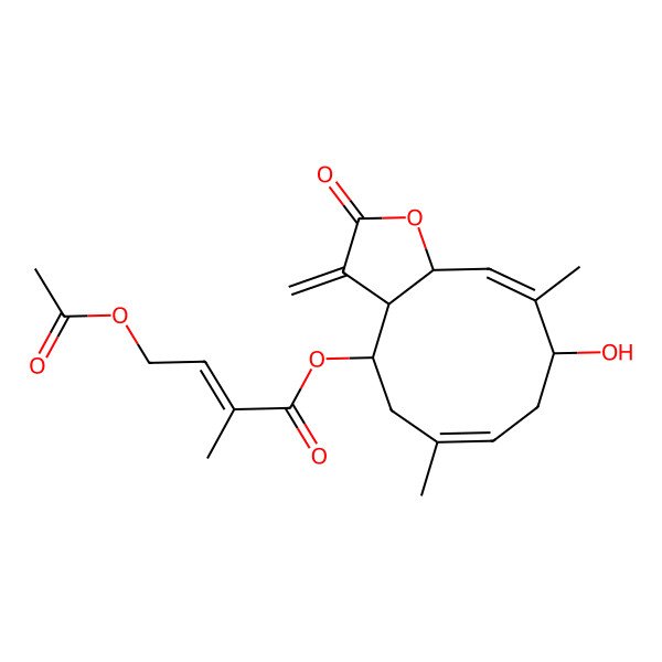 2D Structure of [(3aR,4R,6E,9R,10E,11aR)-9-hydroxy-6,10-dimethyl-3-methylidene-2-oxo-3a,4,5,8,9,11a-hexahydrocyclodeca[b]furan-4-yl] (E)-4-acetyloxy-2-methylbut-2-enoate