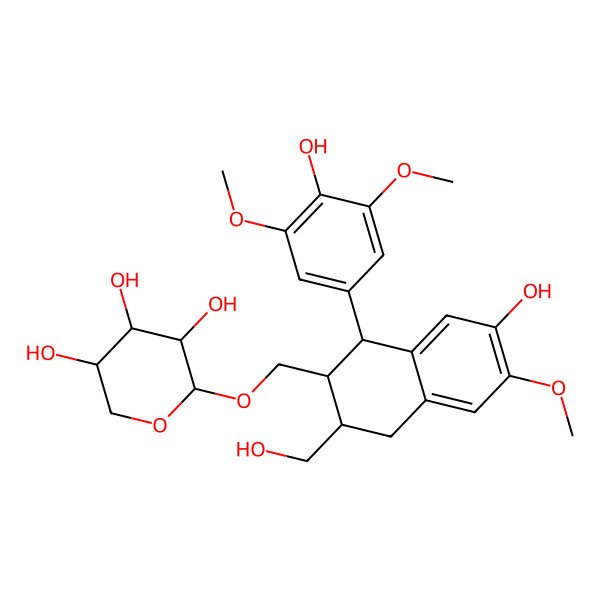 2D Structure of (2R,3R,4S,5R)-2-[[(1R,2S,3S)-7-hydroxy-1-(4-hydroxy-3,5-dimethoxyphenyl)-3-(hydroxymethyl)-6-methoxy-1,2,3,4-tetrahydronaphthalen-2-yl]methoxy]oxane-3,4,5-triol