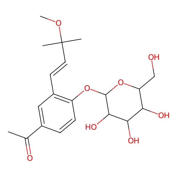2D Structure of 1-[3-[(E)-3-methoxy-3-methylbut-1-enyl]-4-[(2S,3R,4S,5S,6R)-3,4,5-trihydroxy-6-(hydroxymethyl)oxan-2-yl]oxyphenyl]ethanone