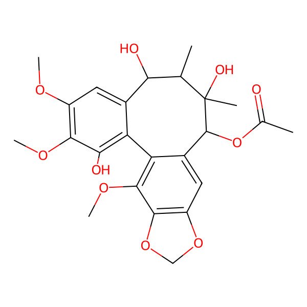 2D Structure of [(8S,9R,10S,11R)-3,8,10-trihydroxy-4,5,19-trimethoxy-9,10-dimethyl-15,17-dioxatetracyclo[10.7.0.02,7.014,18]nonadeca-1(19),2,4,6,12,14(18)-hexaen-11-yl] acetate