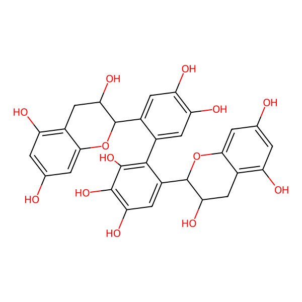 2D Structure of 2-[4,5-dihydroxy-2-[2,3,4-trihydroxy-6-(3,5,7-trihydroxy-3,4-dihydro-2H-chromen-2-yl)phenyl]phenyl]-3,4-dihydro-2H-chromene-3,5,7-triol