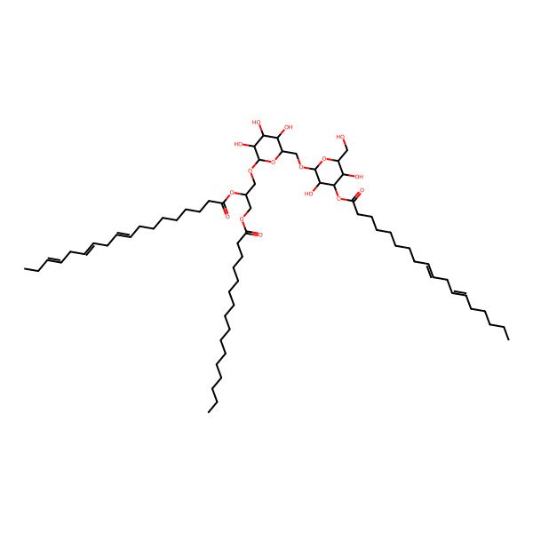 2D Structure of [2-[[6-(3-Hexadecanoyloxy-2-octadeca-9,12,15-trienoyloxypropoxy)-3,4,5-trihydroxyoxan-2-yl]methoxy]-3,5-dihydroxy-6-(hydroxymethyl)oxan-4-yl] octadeca-9,12-dienoate