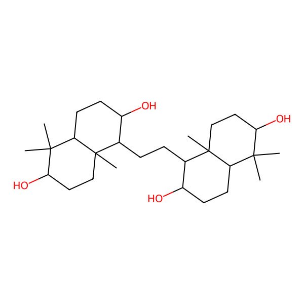 2D Structure of 1-[2-(2,6-Dihydroxy-5,5,8a-trimethyl-1,2,3,4,4a,6,7,8-octahydronaphthalen-1-yl)ethyl]-5,5,8a-trimethyl-1,2,3,4,4a,6,7,8-octahydronaphthalene-2,6-diol