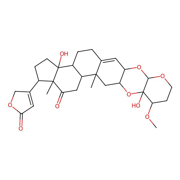 2D Structure of (3R,5S,9S,10S,12R,14R,15S,18R,19R,22S,23S)-10,22-dihydroxy-9-methoxy-14,18-dimethyl-19-(5-oxo-2H-furan-3-yl)-4,6,11-trioxahexacyclo[12.11.0.03,12.05,10.015,23.018,22]pentacos-1-en-17-one