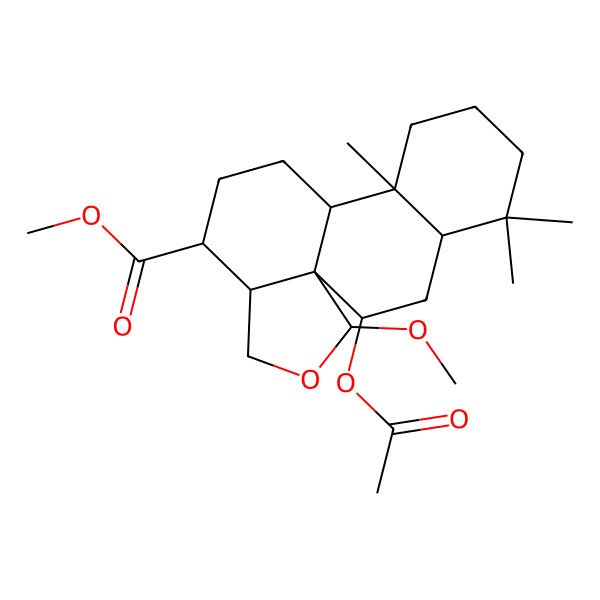 2D Structure of methyl (1R,2R,4S,9S,10R,13R,14R,17S)-2-acetyloxy-17-methoxy-5,5,9-trimethyl-16-oxatetracyclo[8.7.0.01,14.04,9]heptadecane-13-carboxylate