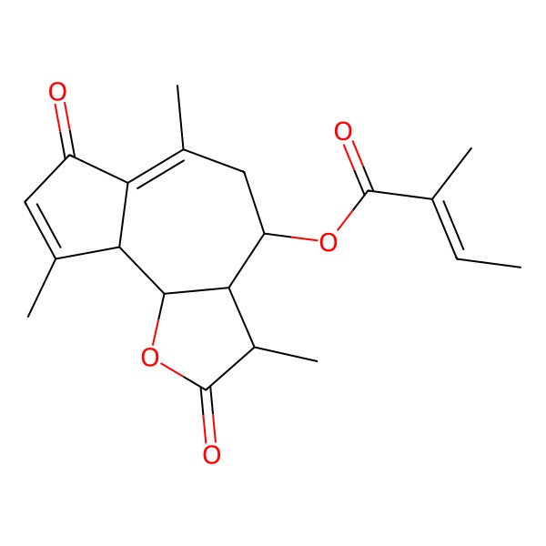 2D Structure of [(3R,3aR,4S,9aR,9bS)-3,6,9-trimethyl-2,7-dioxo-3,3a,4,5,9a,9b-hexahydroazuleno[4,5-b]furan-4-yl] (Z)-2-methylbut-2-enoate