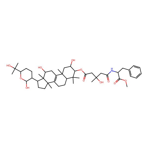 2D Structure of [2,12-dihydroxy-17-[2-hydroxy-6-(2-hydroxypropan-2-yl)oxan-3-yl]-4,4,10,13,14-pentamethyl-2,3,5,6,7,11,12,15,16,17-decahydro-1H-cyclopenta[a]phenanthren-3-yl] 3-hydroxy-5-[(1-methoxy-1-oxo-3-phenylpropan-2-yl)amino]-3-methyl-5-oxopentanoate