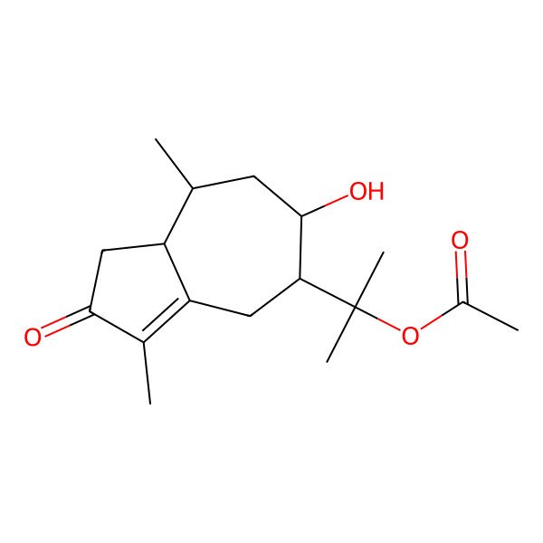 2D Structure of 2-[(5S,6R,8S,8aR)-6-hydroxy-3,8-dimethyl-2-oxo-4,5,6,7,8,8a-hexahydro-1H-azulen-5-yl]propan-2-yl acetate