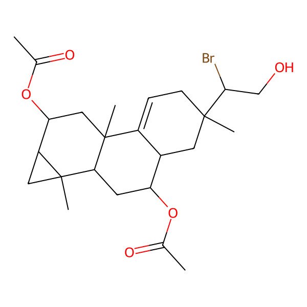2D Structure of [(1aR,9aR)-9-acetyloxy-5-(1-bromo-2-hydroxyethyl)-1a,5,7b-trimethyl-1,1b,2,3,3a,4,6,8,9,9a-decahydrocyclopropa[a]phenanthren-3-yl] acetate
